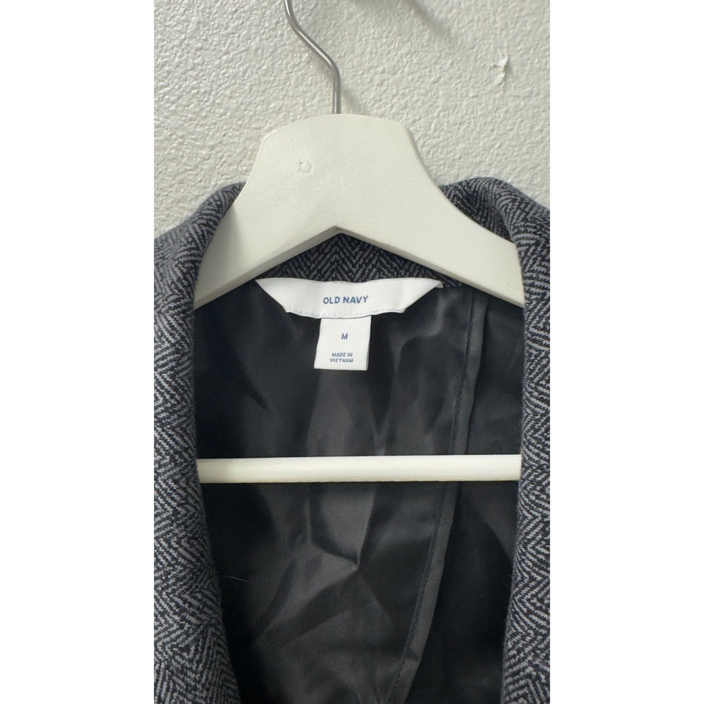Old Navy Blazer Womens M Gray Herringbone Single Button‎ Jacket Academia Preppy - Picture 7 of 7